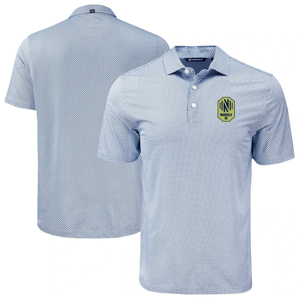 Men's Cutter & Buck Navy Nashville SC Pike Eco Diamond Dot Print Recycled Polo