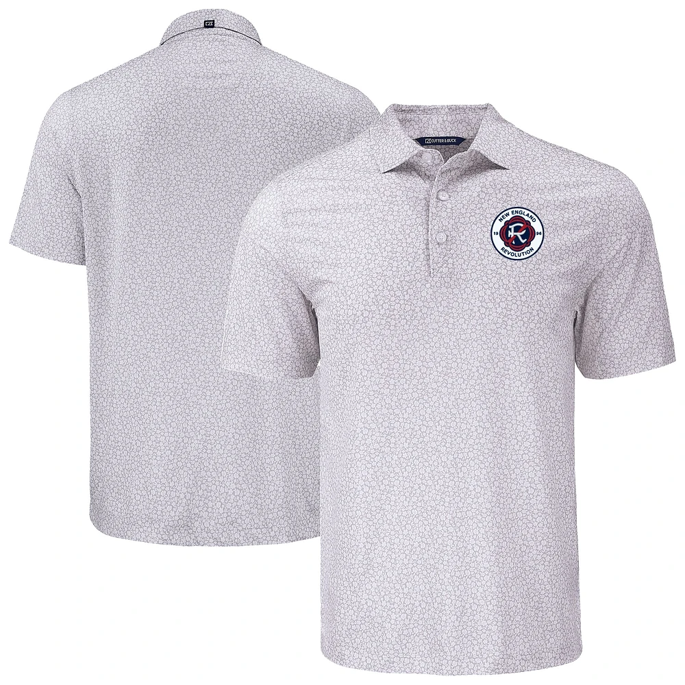 Men's Cutter & Buck Gray New England Revolution Pike Eco Flora Print Recycled Polo