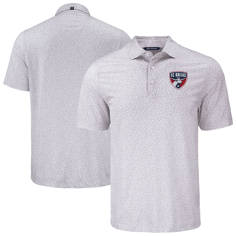 Men's Cutter & Buck Gray FC Dallas Pike Eco Flora Print Recycled Polo