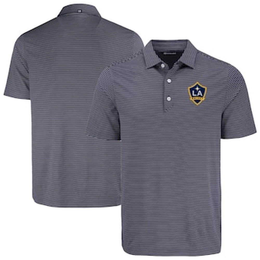 Men's Cutter & Buck Navy LA Galaxy Forge Eco Fine Line Stripe Stretch Recycled Polo