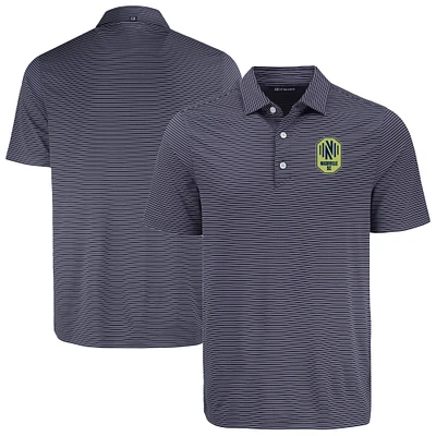 Men's Cutter & Buck Navy Nashville SC Forge Eco Fine Line Stripe Stretch Recycled Polo