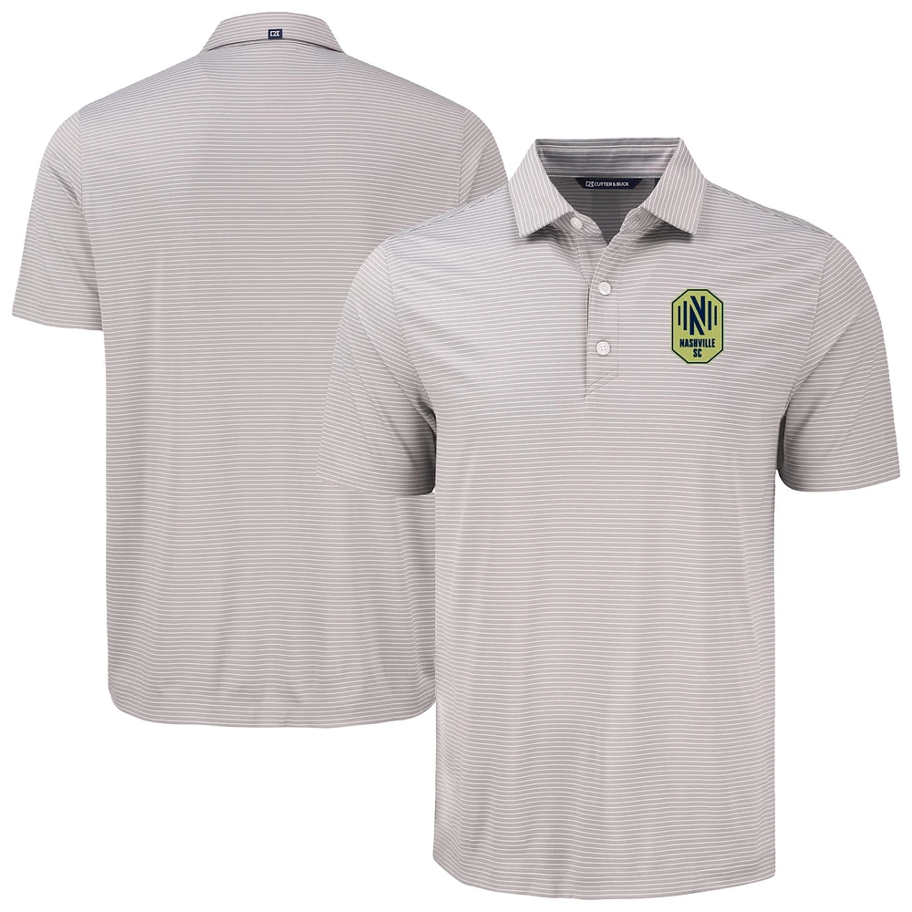 Men's Cutter & Buck Gray Nashville SC Forge Eco Fine Line Stripe Stretch Recycled Polo