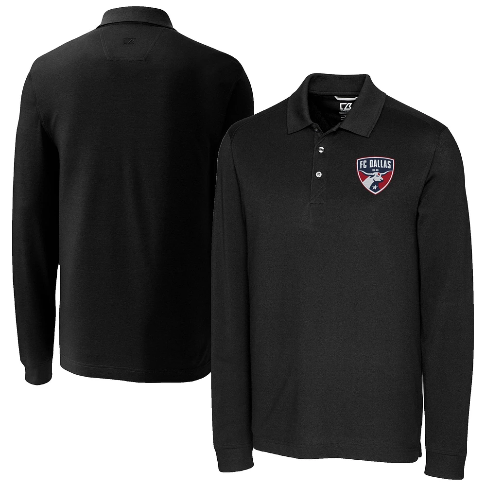Men's Cutter & Buck FC Dallas Advantage Eco Tri-Blend Pique Long Sleeve Polo
