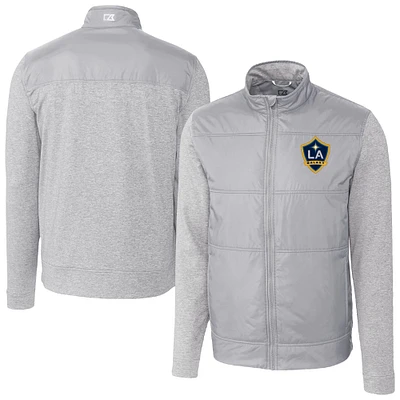 Men's Cutter & Buck Gray LA Galaxy Stealth Hybrid Quilted Full-Zip Windbreaker Jacket