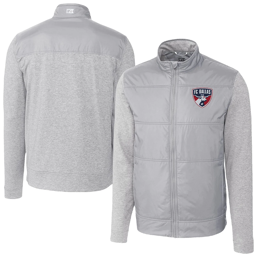 Men's Cutter & Buck Gray FC Dallas Stealth Hybrid Quilted Full-Zip Windbreaker Jacket