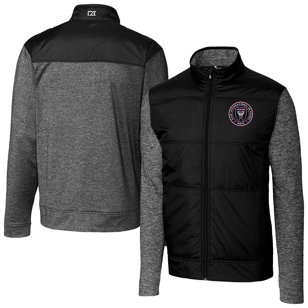 Men's Cutter & Buck Inter Miami CF Stealth Hybrid Quilted Full-Zip Windbreaker Jacket