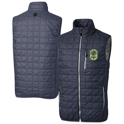 Men's Cutter & Buck Anthracite Nashville SC Rainier PrimaLoft Eco Insulated Full-Zip Puffer Vest