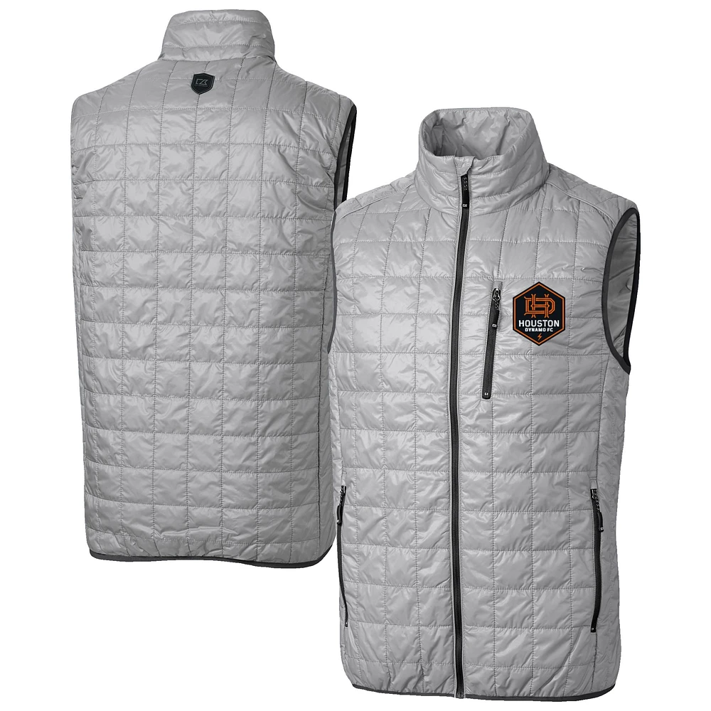 Men's Cutter & Buck Gray Houston Dynamo FC Rainier PrimaLoft Eco Insulated Full-Zip Puffer Vest