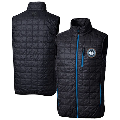 Men's Cutter & Buck Navy New York City FC Rainier PrimaLoft Eco Insulated Full-Zip Puffer Vest