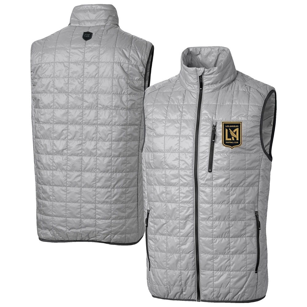 Men's Cutter & Buck Gray LAFC Rainier PrimaLoft Eco Insulated Full-Zip Puffer Vest