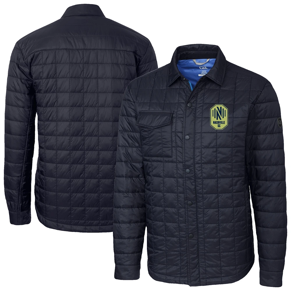Men's Cutter & Buck Navy Nashville SC Rainier PrimaLoft Eco Insulated Quilted Shirt Jacket