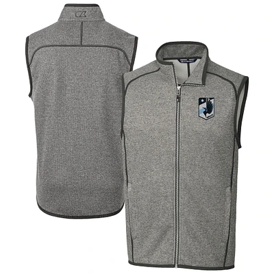 Men's Cutter & Buck Heather Gray Minnesota United FC Mainsail Sweater-Knit Full-Zip Vest