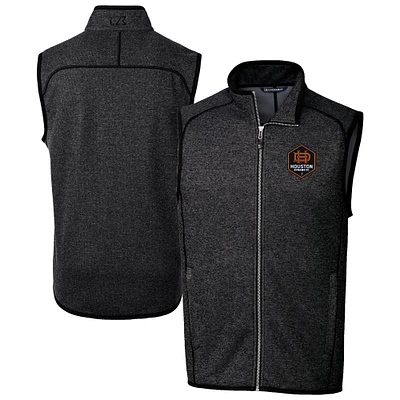 Men's Cutter & Buck Heather Charcoal Houston Dynamo FC Mainsail Sweater-Knit Full-Zip Vest