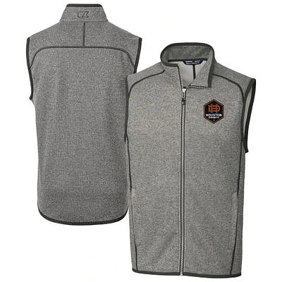 Men's Cutter & Buck Heather Gray Houston Dynamo FC Mainsail Sweater-Knit Full-Zip Vest
