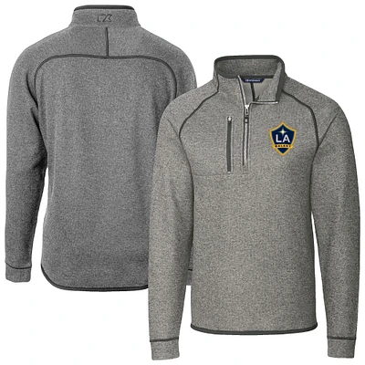 Men's Cutter & Buck Heather Gray LA Galaxy Mainsail Sweater-Knit Half-Zip Pullover Jacket