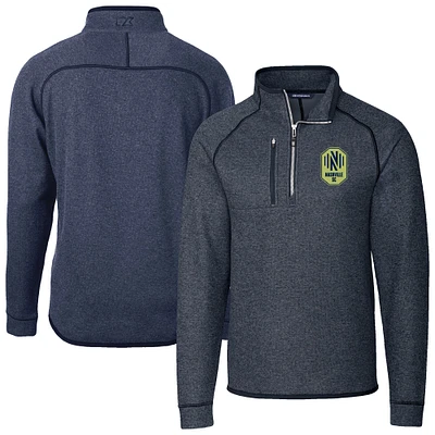 Men's Cutter & Buck Heather Navy Nashville SC Mainsail Sweater-Knit Half-Zip Pullover Jacket