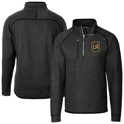 Men's Cutter & Buck Heather Charcoal LAFC Mainsail Sweater-Knit Half-Zip Pullover Jacket