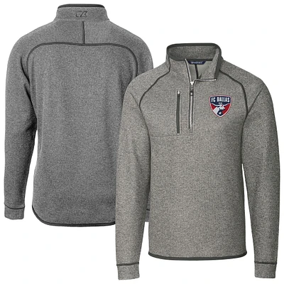 Men's Cutter & Buck Heather Gray FC Dallas Mainsail Sweater-Knit Half-Zip Jacket