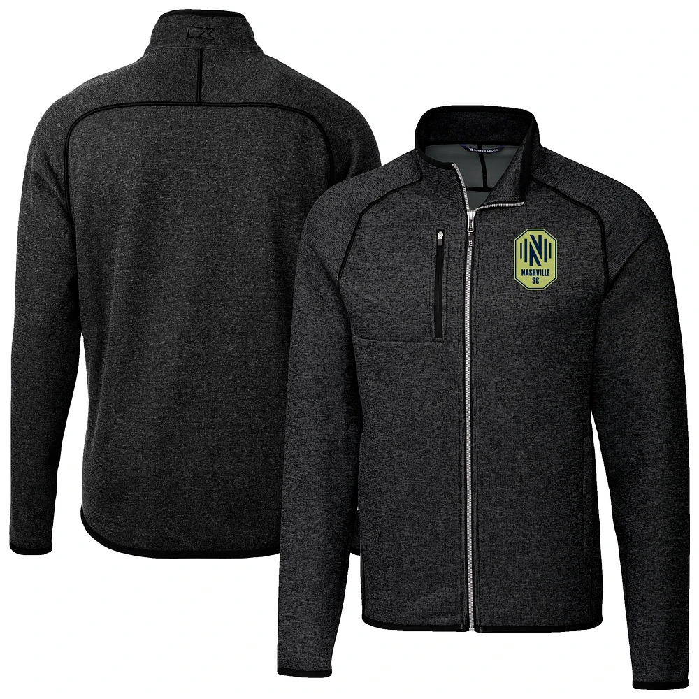 Men's Cutter & Buck Heather Charcoal Nashville SC Mainsail Sweater-Knit Full Zip Jacket