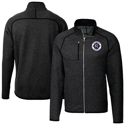 Men's Cutter & Buck Heather Charcoal New England Revolution Mainsail Sweater-Knit Full Zip Jacket