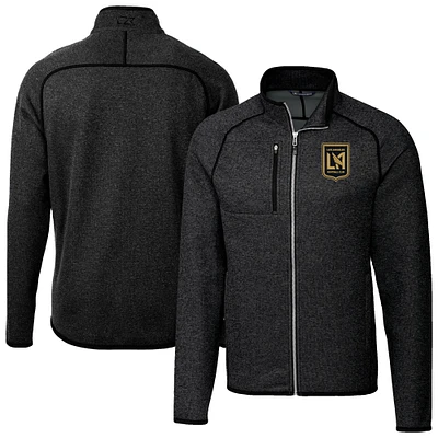 Men's Cutter & Buck Heather Charcoal LAFC Mainsail Sweater-Knit Full Zip Jacket