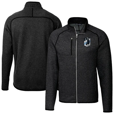 Men's Cutter & Buck Heather Charcoal Minnesota United FC Mainsail Sweater-Knit Full Zip Jacket
