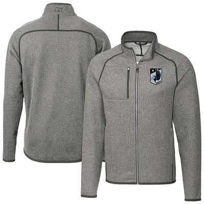 Men's Cutter & Buck Heather Gray Minnesota United FC Mainsail Sweater-Knit Full Zip Jacket