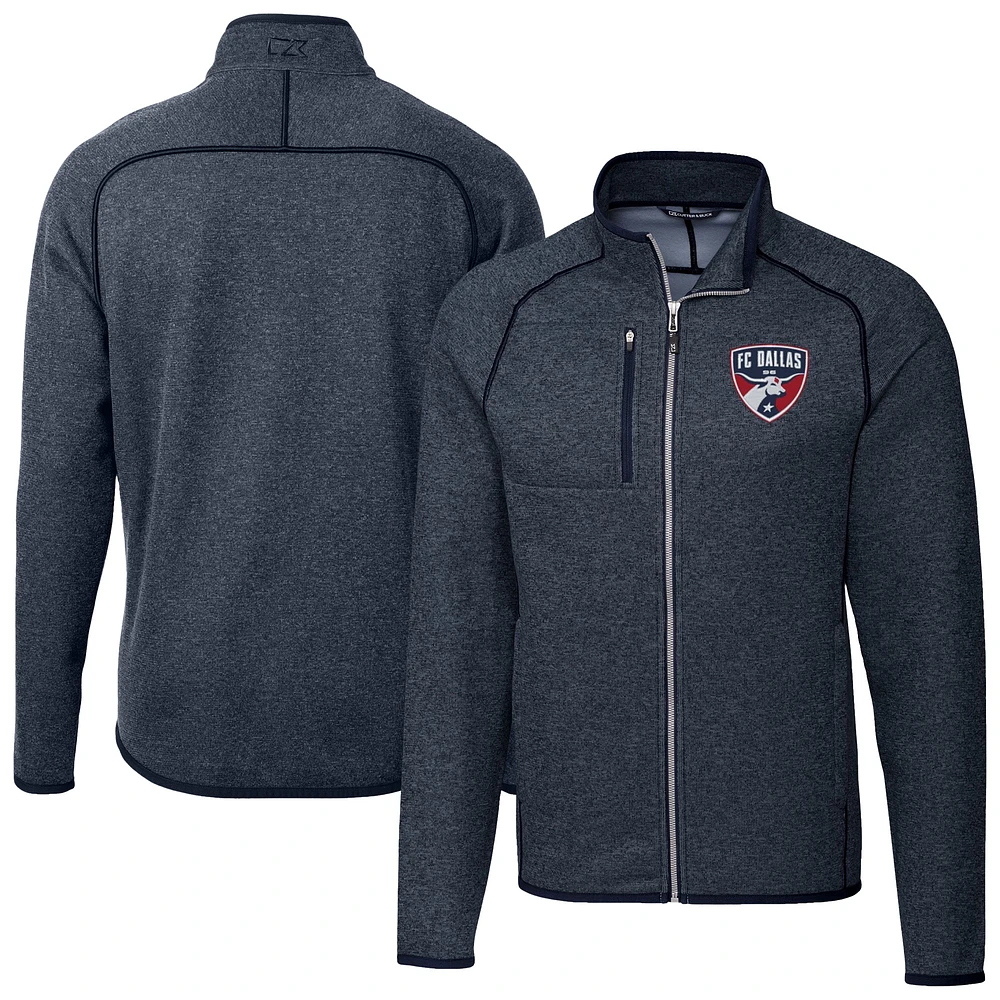 Men's Cutter & Buck Heather Navy FC Dallas Mainsail Sweater-Knit Full Zip Jacket