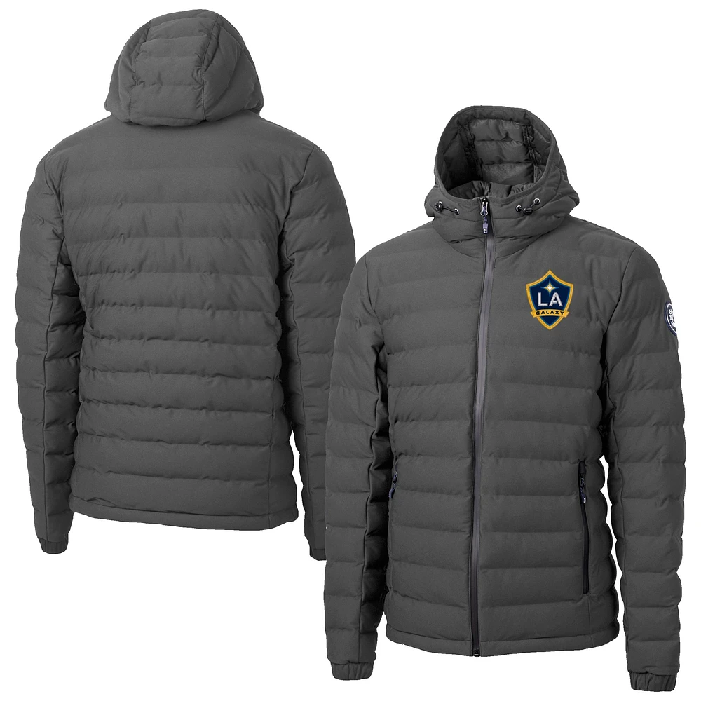 Men's Cutter & Buck Gray LA Galaxy Mission Ridge Repreve® Eco Insulated Full-Zip Hoodie Puffer Jacket