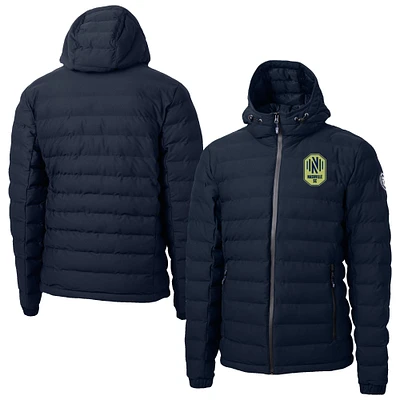 Men's Cutter & Buck Navy Nashville SC Mission Ridge Repreve® Eco Insulated Full-Zip Hoodie Puffer Jacket
