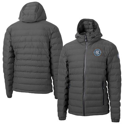 Men's Cutter & Buck Gray New York City FC Mission Ridge Repreve® Eco Insulated Full-Zip Hoodie Puffer Jacket
