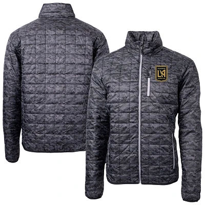 Men's Cutter & Buck Black LAFC Rainier PrimaLoft® Eco Insulated Printed Full-Zip Hoodie Puffer Jacket