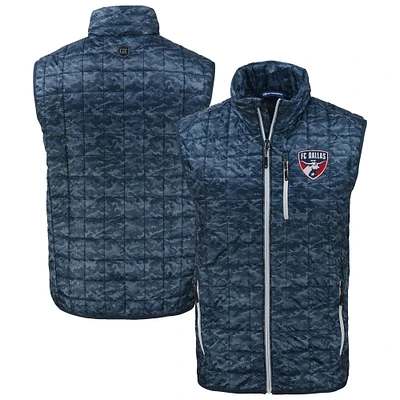 Men's Cutter & Buck Navy FC Dallas Rainier PrimaLoft® Eco Insulated Printed Full-Zip Puffer Vest