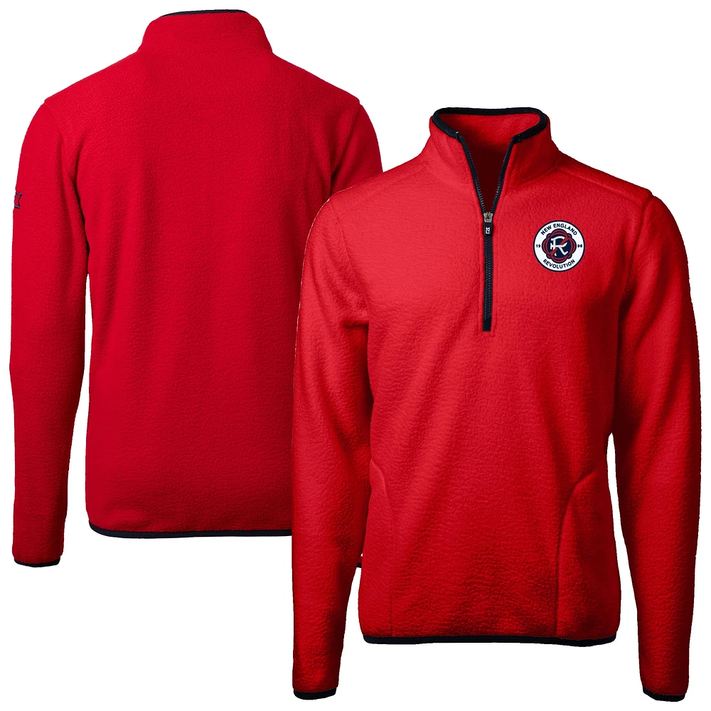 Men's Cutter & Buck New England Revolution Cascade Eco Fleece Quarter-Zip Jacket