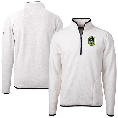 Men's Cutter & Buck White Nashville SC Cascade Eco Fleece Quarter-Zip Jacket
