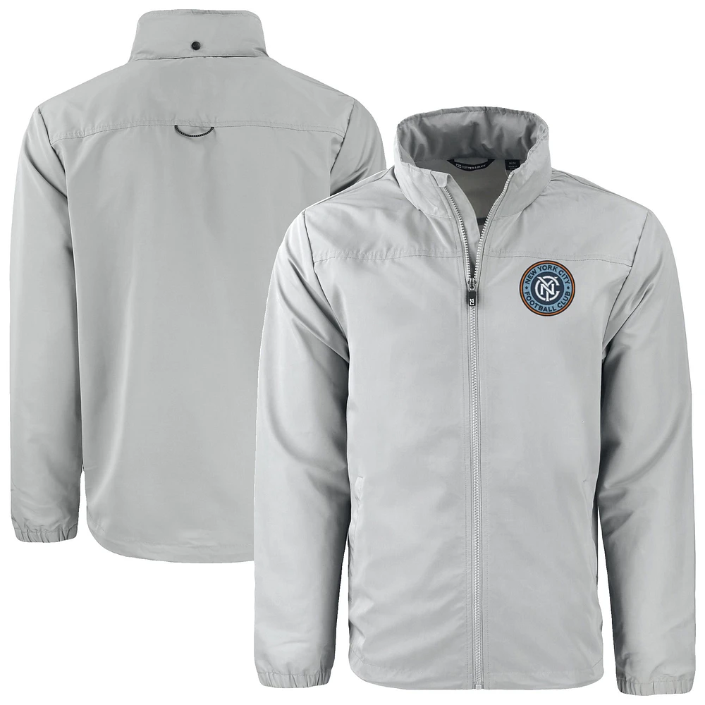 Men's Cutter & Buck Gray New York City FC Charter Eco Recycled Full-Zip Jacket
