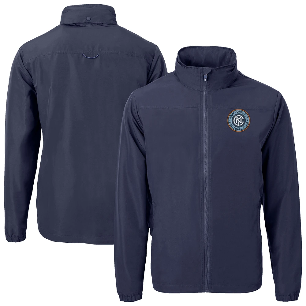 Men's Cutter & Buck Navy New York City FC Charter Eco Recycled Full-Zip Jacket