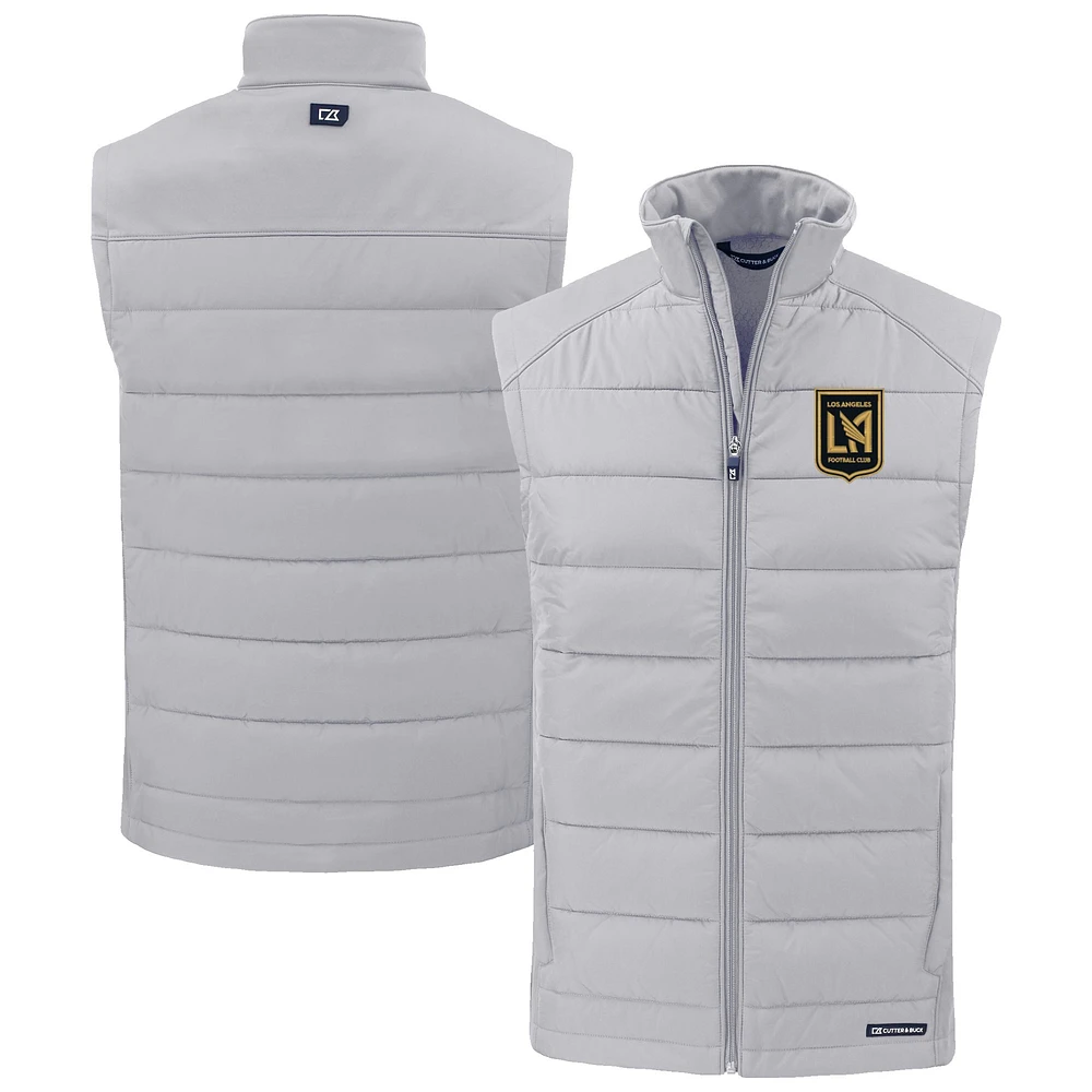 Men's Cutter & Buck Gray LAFC Evoke Hybrid Eco Softshell Recycled Full-Zip Vest