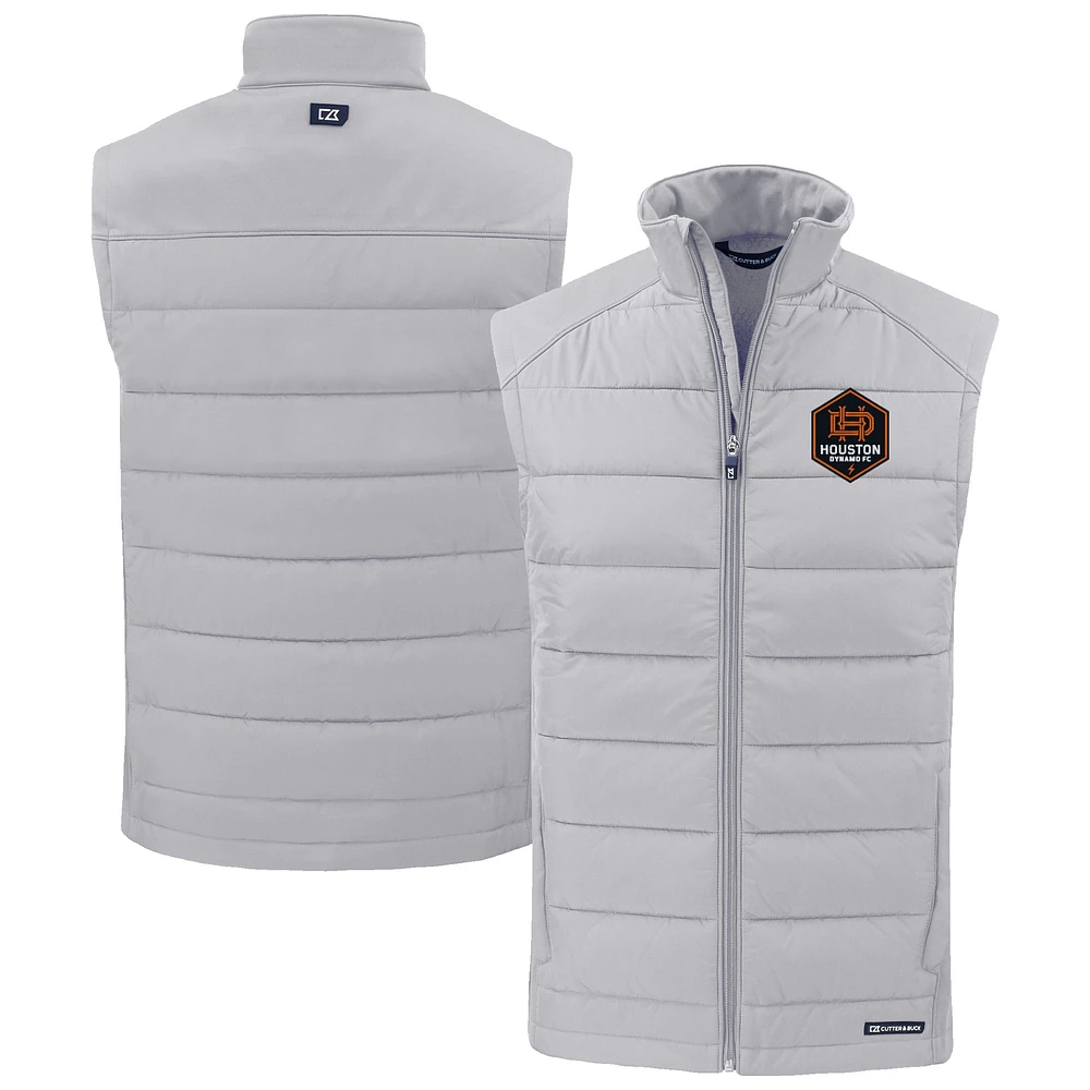 Men's Cutter & Buck Gray Houston Dynamo FC Evoke Hybrid Eco Softshell Recycled Full-Zip Vest