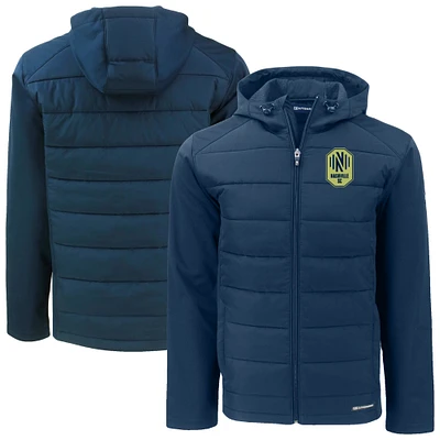 Men's Cutter & Buck Navy Nashville SC Evoke Hybrid Eco Softshell Recycled Full-Zip Jacket