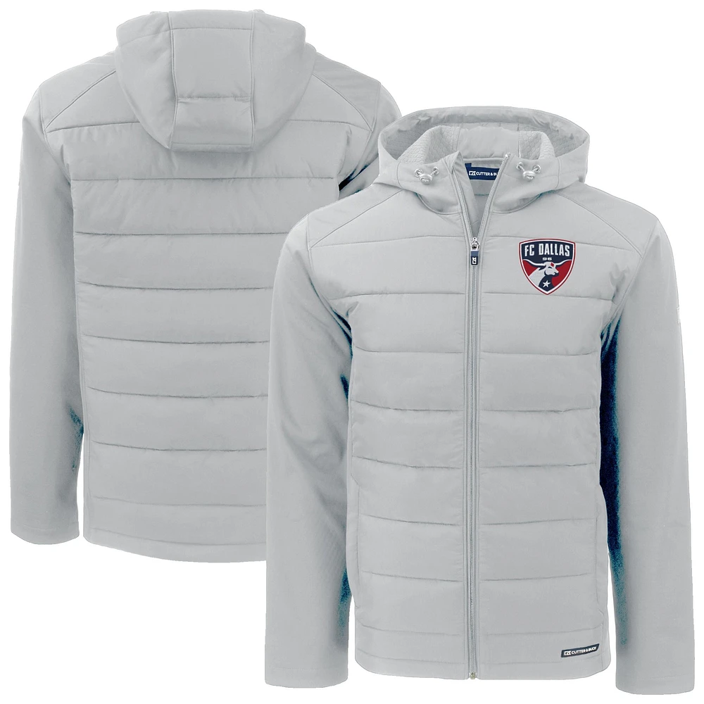 Men's Cutter & Buck Gray FC Dallas Evoke Hybrid Eco Softshell Recycled Full-Zip Jacket