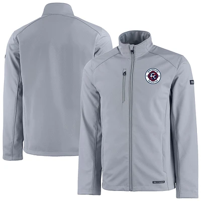 Men's Cutter & Buck Gray New England Revolution Evoke Eco Softshell Recycled Full-Zip Jacket