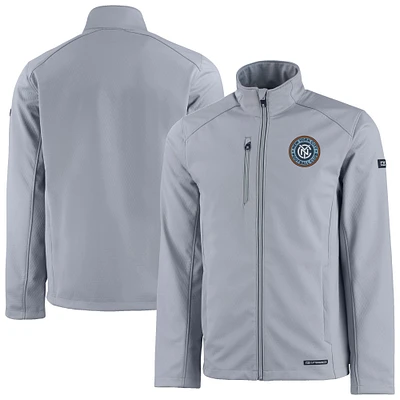Men's Cutter & Buck Gray New York City FC Evoke Eco Softshell Recycled Full-Zip Jacket