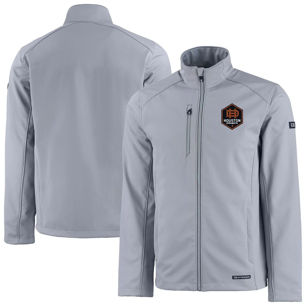 Men's Cutter & Buck Gray Houston Dynamo FC Evoke Eco Softshell Recycled Full-Zip Jacket