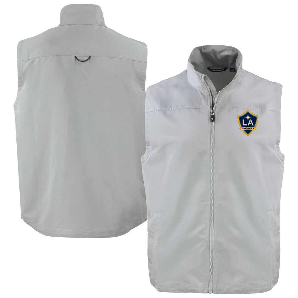 Men's Cutter & Buck Gray LA Galaxy Charter Eco Recycled Full-Zip Vest