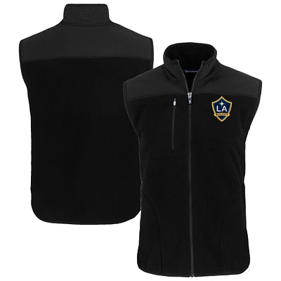 Men's Cutter & Buck Black LA Galaxy Cascade Eco Fleece Full-Zip Vest