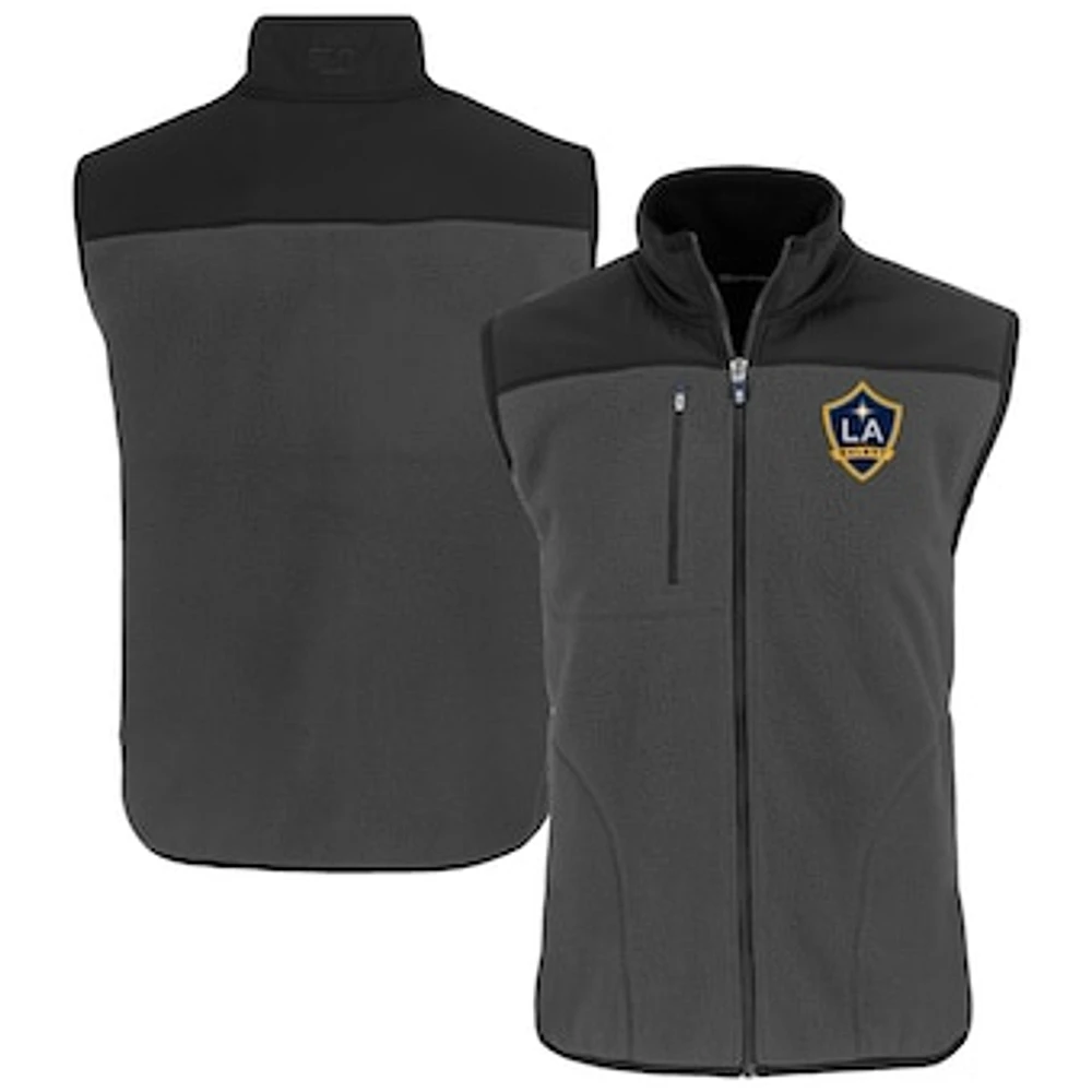 Men's Cutter & Buck Gray LA Galaxy Cascade Eco Fleece Full-Zip Vest