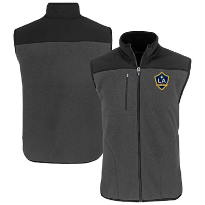 Men's Cutter & Buck Gray LA Galaxy Cascade Eco Fleece Full-Zip Vest