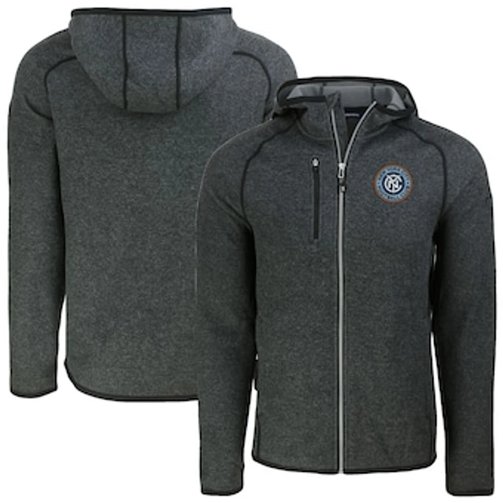 Men's Cutter & Buck Heather Charcoal New York City FC Mainsail Full-Zip Hooded Jacket