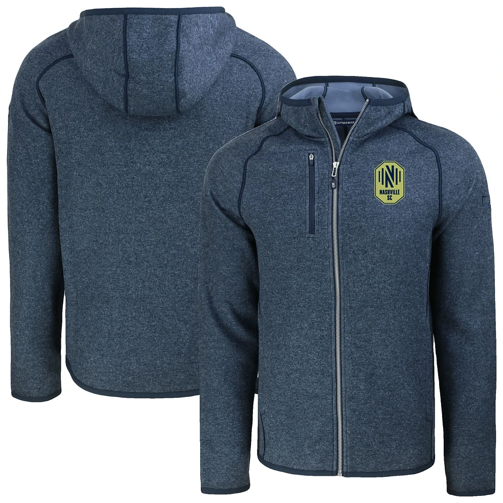 Men's Cutter & Buck Heather Navy Nashville SC Mainsail Full-Zip Hooded Jacket